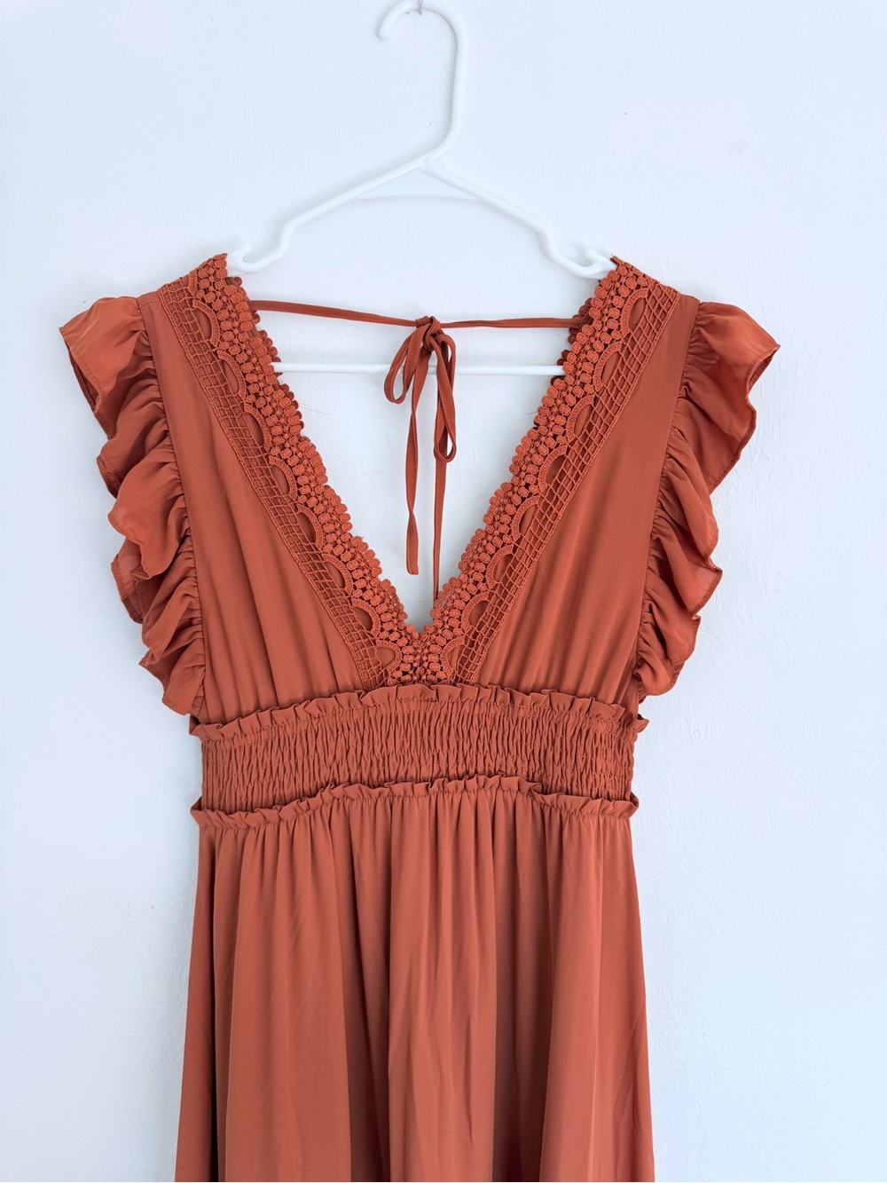 Baltic Born Maternity Rust Ruffled V-Neck Maxi Dress - Picture 4 of 6